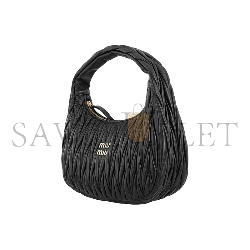 MIU MIU WANDER MATELASSÉ NAPPA LEATHER HOBO BAG 5BC108 (29*24*9.5cm)